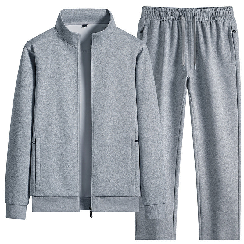 Pure Cotton Solid Color Leisure Sports Suit Autumn And Winter front view