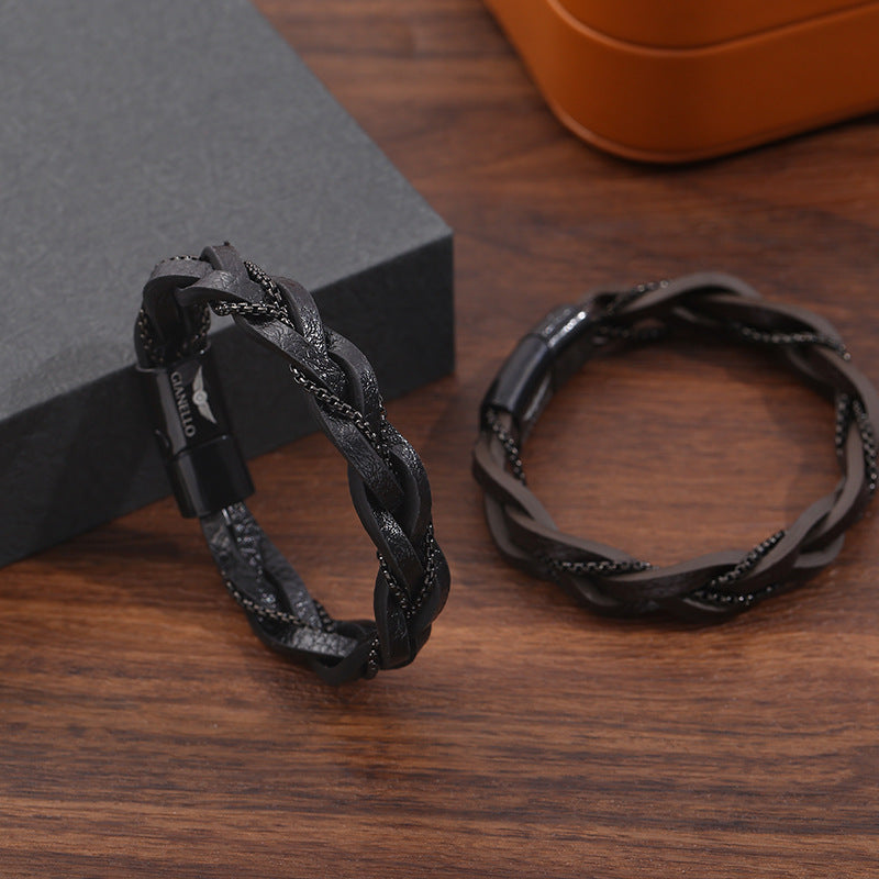 Cattle Unisex Style Hand-woven Men's Leather Bracelet