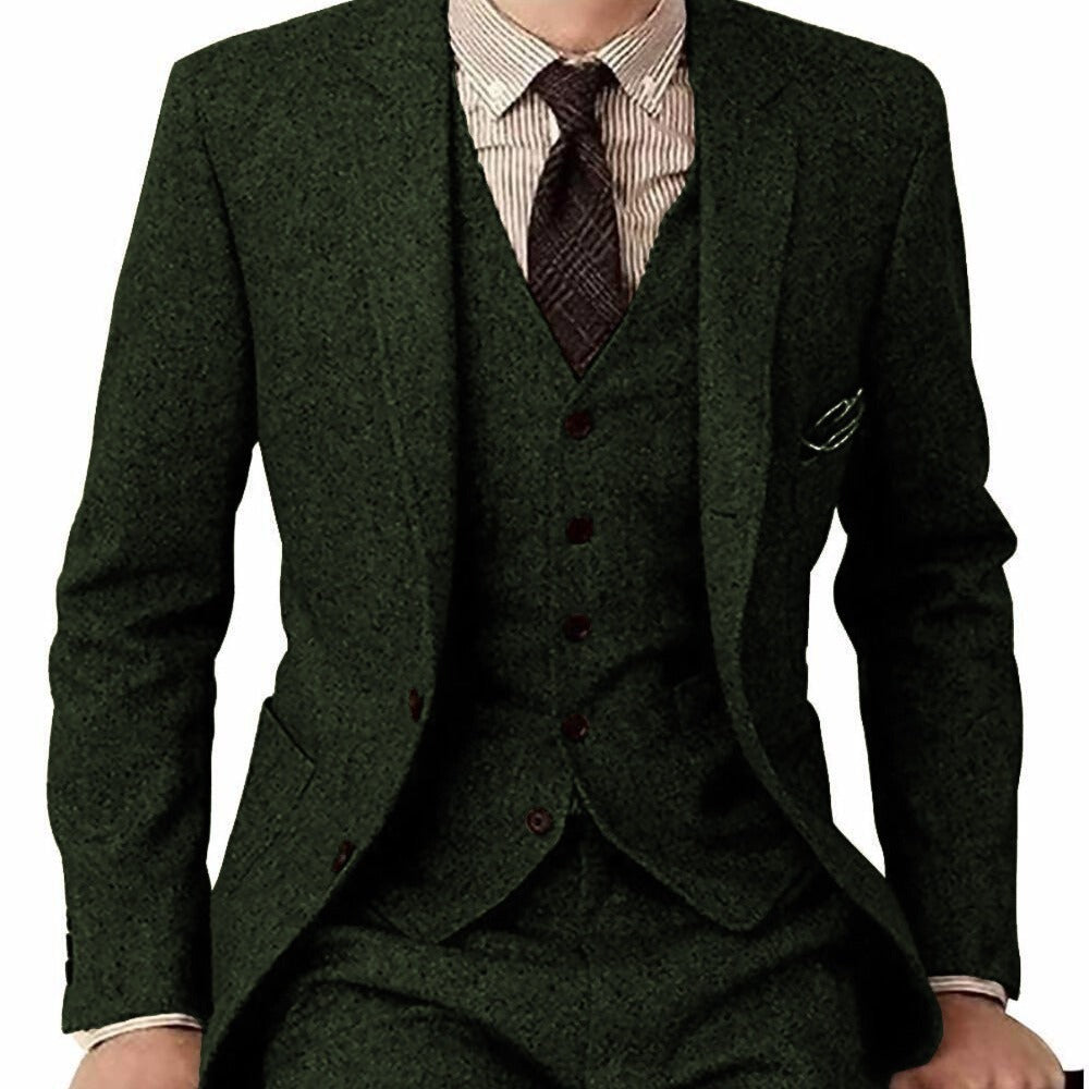 Men's Suit Three-piece Suit Fashion Woolen Suit full set