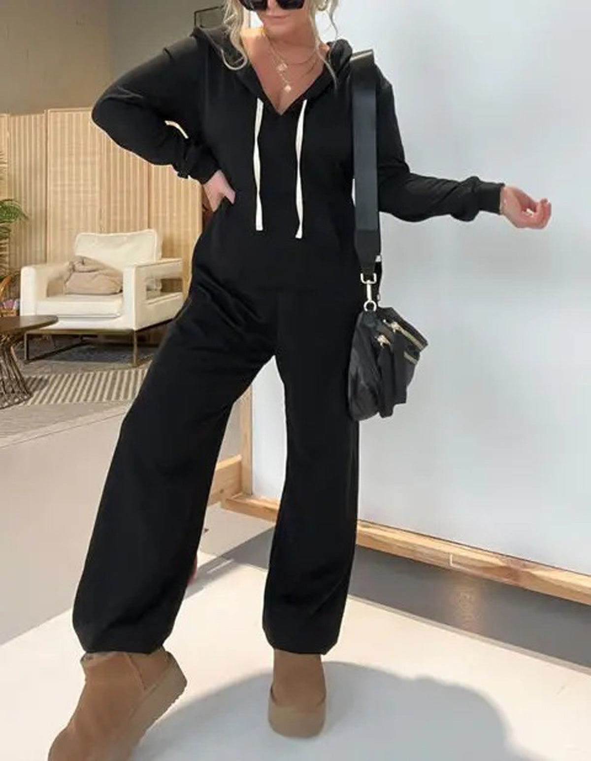Autumn And Winter One-piece Leisure Solid Color Hoodie